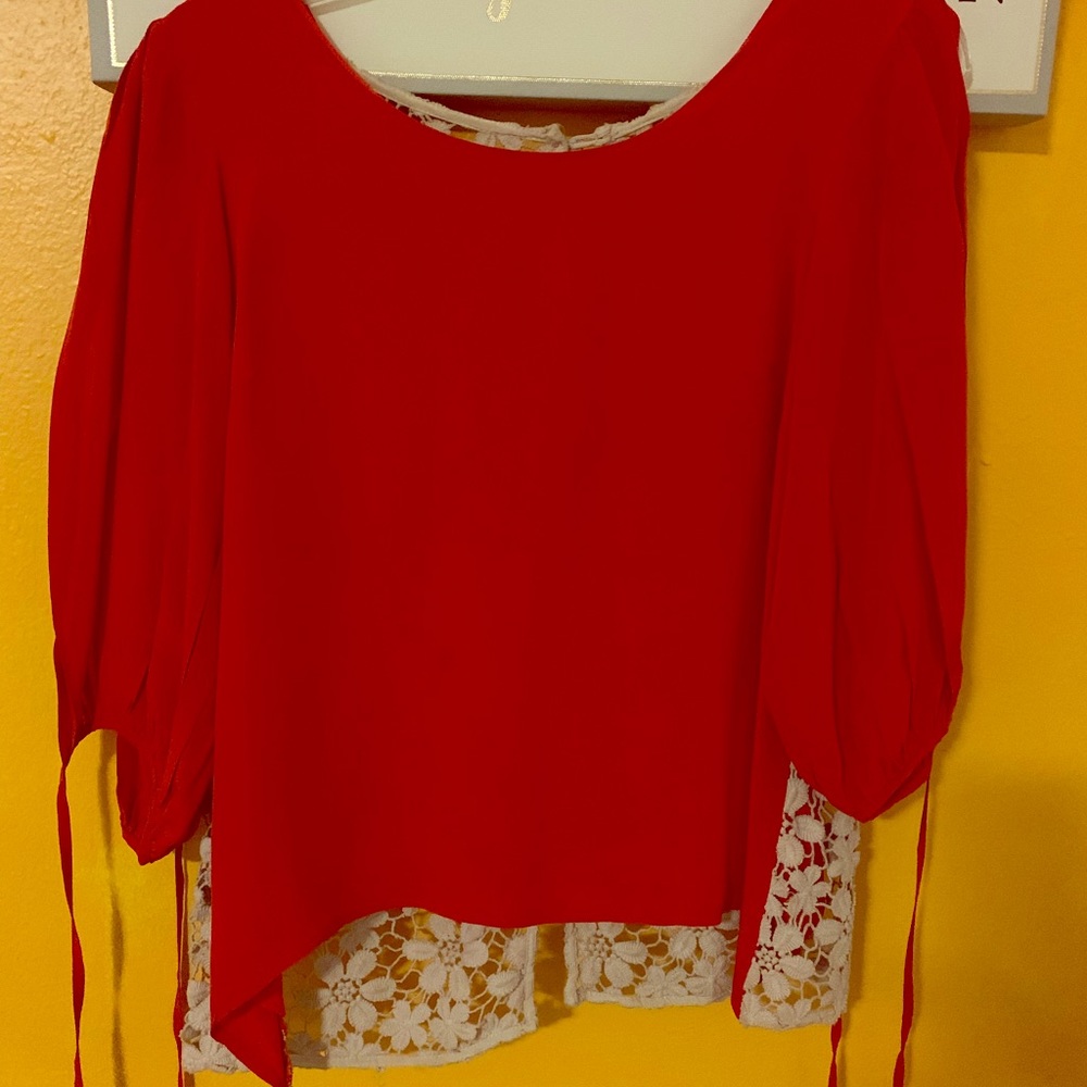 Red silk blouse